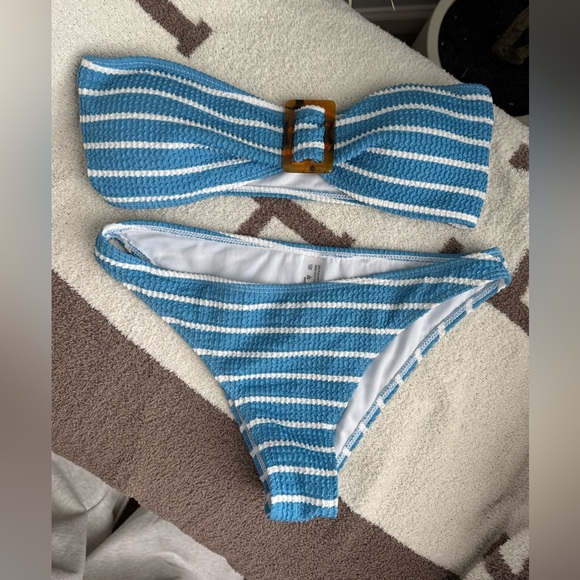 SHEIN Other - Blue and White Striped Bikini Set